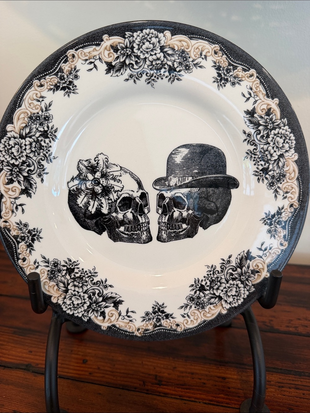 Royal Stafford Black and Cream Skull Couple Plate.